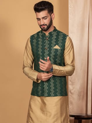 Kisah Men Green Nehru Jacket (Set of 1)