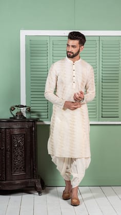 Men White Printed Kurta (Set of 1)