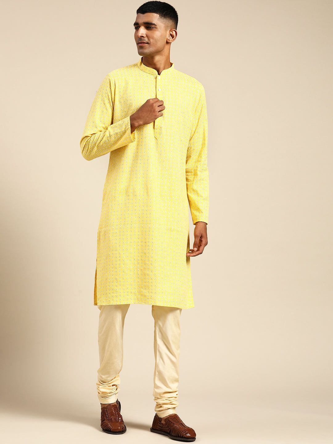 Kisah Men Yellow Kurta Set