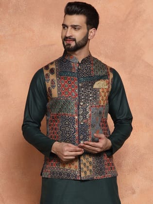 Men Multi Coloured Printed Jacket (Set of 1)