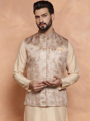 Men Brown Nehru Jacket (Set of 1)