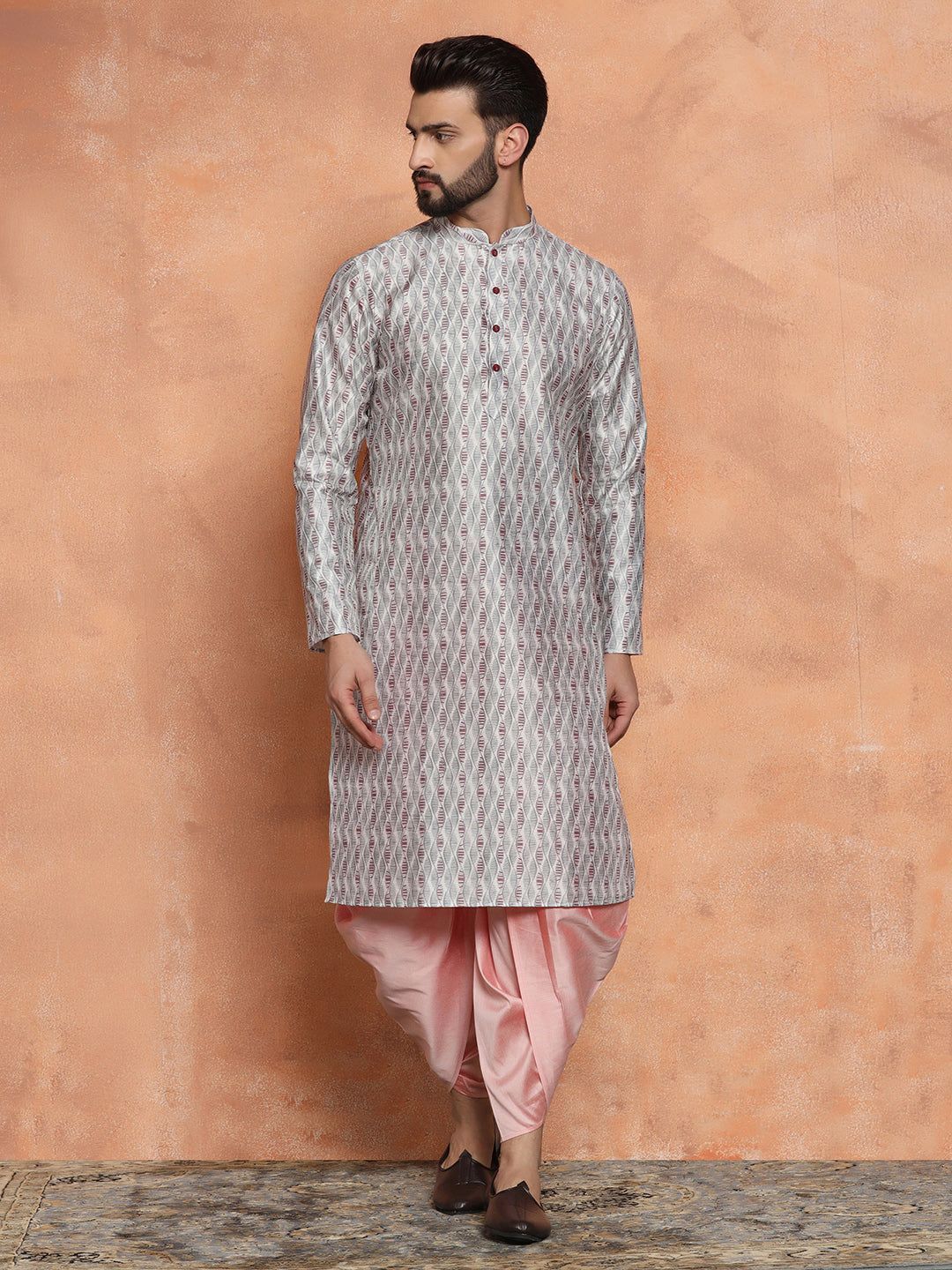 Men Grey Kurta (Set of 1)