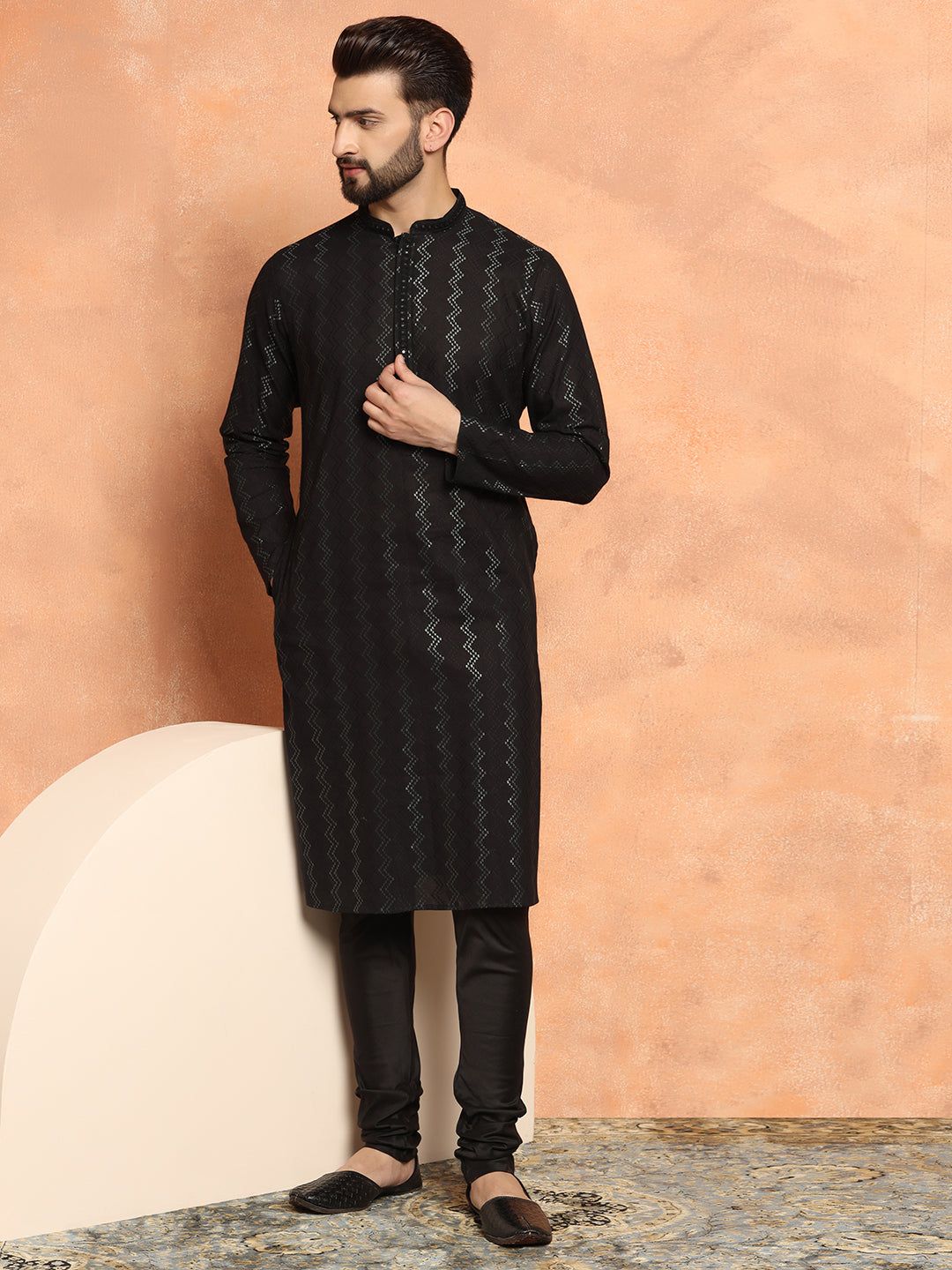 Men Black Kurta Set