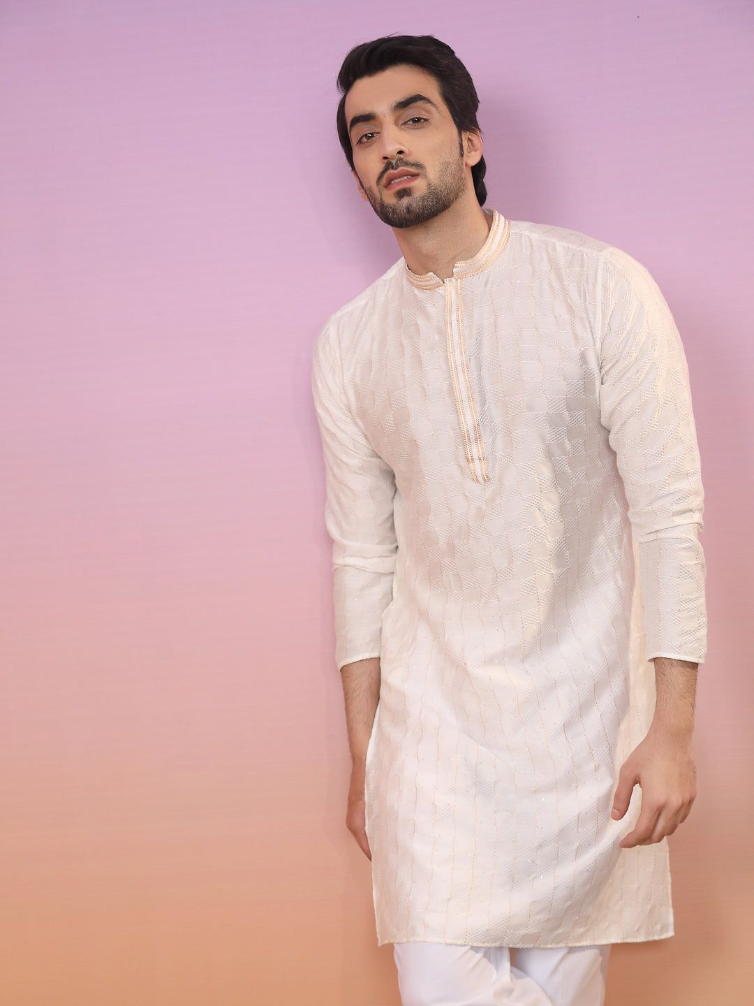 Men Beige Kurta Set