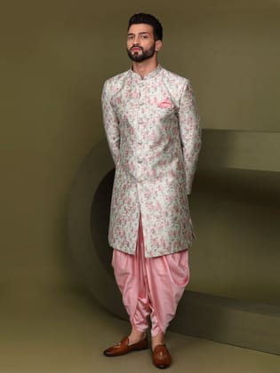 Men Multi Coloured Printed Indowestern Dhoti Set