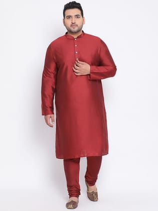 Men's Maroon Kurta (Set of 1)