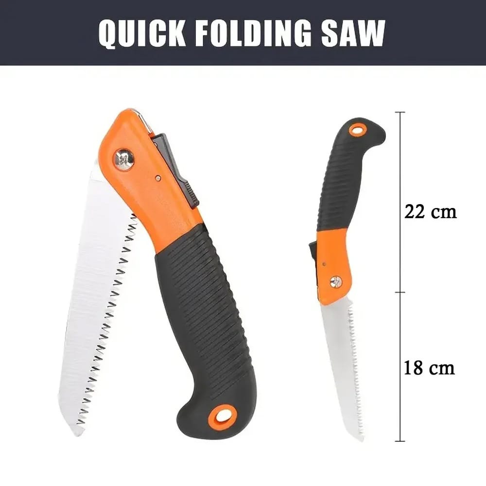 Quick Folding Saw, 180cm, Portable Hand Saw with Safety Lock, Camping, Hiking, Pruning, Gardening, Outdoor, Survival Gear