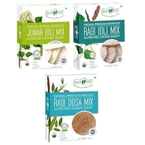 Gud2eat JOWAR IDLI &RAGI IDLI, RAGI DOSA- Combo 1+1+1 | Gluten free | good for diabetics | tasty and delicious | 600g