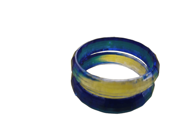  Blue and Yellow Glass Bangle Set