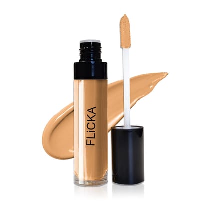 FLiCKA Cover Story Liquid Light Weight Concealer With Full Coverage For Women| Contains SPF, Argan & Avacado Oil| Concealer For Face Makeup, 02.2 Honey, 8.5ml