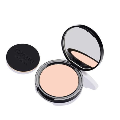 FLiCKA Tomato Compact Powder For Oil-Free, Matte Finish, Lightweight, Lasts up-to 8hrs | Enriched with SPF, Suitable For All Skin Types| 03 Caramel, 9g