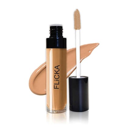 FLiCKA Cover Story Liquid Light Weight Concealer With Full Coverage For Women| Contains SPF, Argan & Avacado Oil| Concealer For Face Makeup, 04 Walnut, 8.5ml