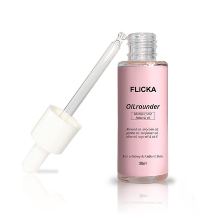 FLiCKA Multi Purpose Face Oil For Glowing Skin - 30ml | Day & Night Serum For Women| Makeup Remover| Protects Sun Damage| Suitable For All Skin Type