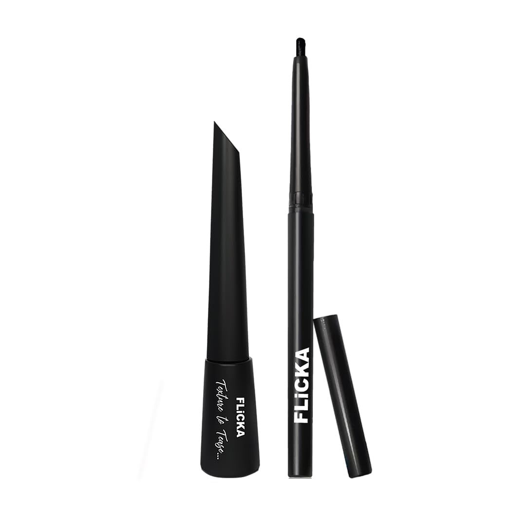 FLiCKA Breathtaking Eyes Kajal Black & Texture To Tease Liquid Eyeliner Combo