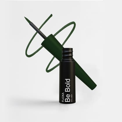 FLiCKA Be Bold Eyeliner 05 Bottle Green - Long-Wear Waterproof Liquid Eyeliner for Rich, Bold Eye Definition