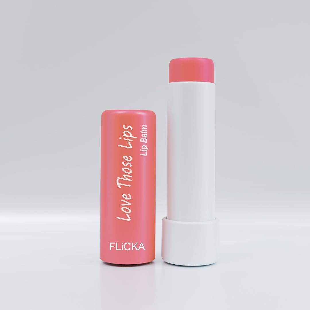 FLiCKA Love Those Lips Lip Balm 01 Peach - Hydrating, Moisturizing & Nourishing Lip Care - Best Lip Balm for Soft, Smooth & Healthy Lips - Natural & Vegan Formula