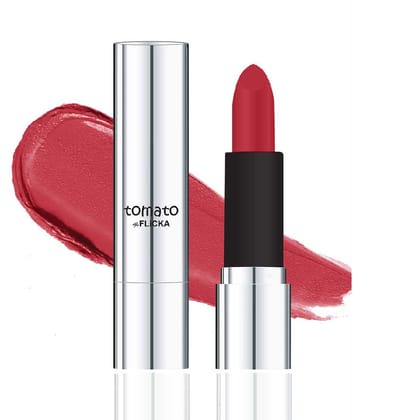 FLiCKA Tomato Bullet Matte Lipstick| Non-transfer Lipstick, Waterproof, Hydrating, Moisturizing, Upto 6Hrs, Shade 23, 4g