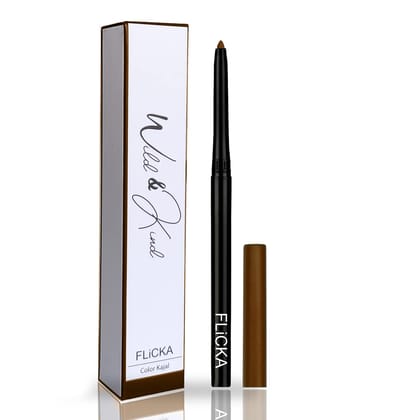 FLiCKA Wild & Kind Twist Kajal Pen - 02 Brown Mocha- Waterproof & Long Lasting - 0.30gm