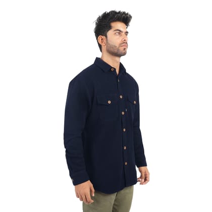 Men's Regular Fit Corduroy Shirt With Elbow Patch