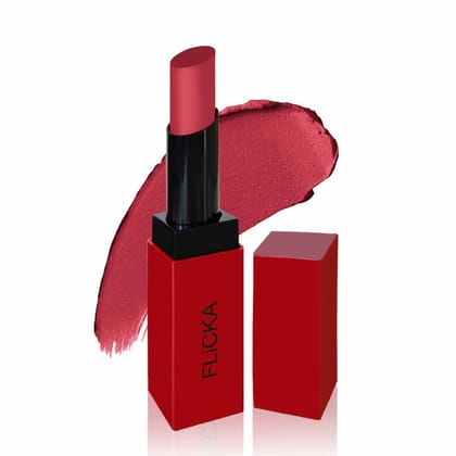 FLiCKA Lip Alert Matte Lipstick 05 Terror - Mauve - 3.8gm | Enriched With Vitamin E, Sulphate Free, Moisturizing, Long Lasting Upto 6Hrs