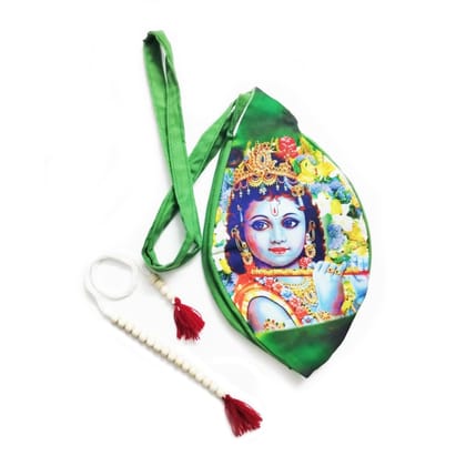 MAYAPURI Printed Cotton Japa Bag/Chanting Bag with Sakshi Mala Counter (Back Side Green)