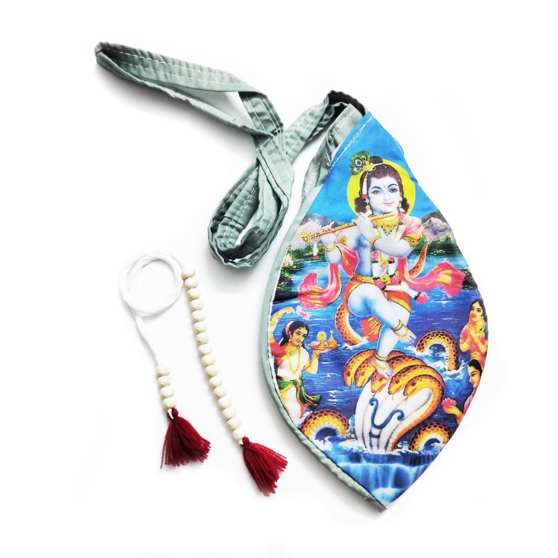 MAYAPURI Kaliya Naag Vadh Printed Japa Bag/Chanting Bag with Sakshi Mala