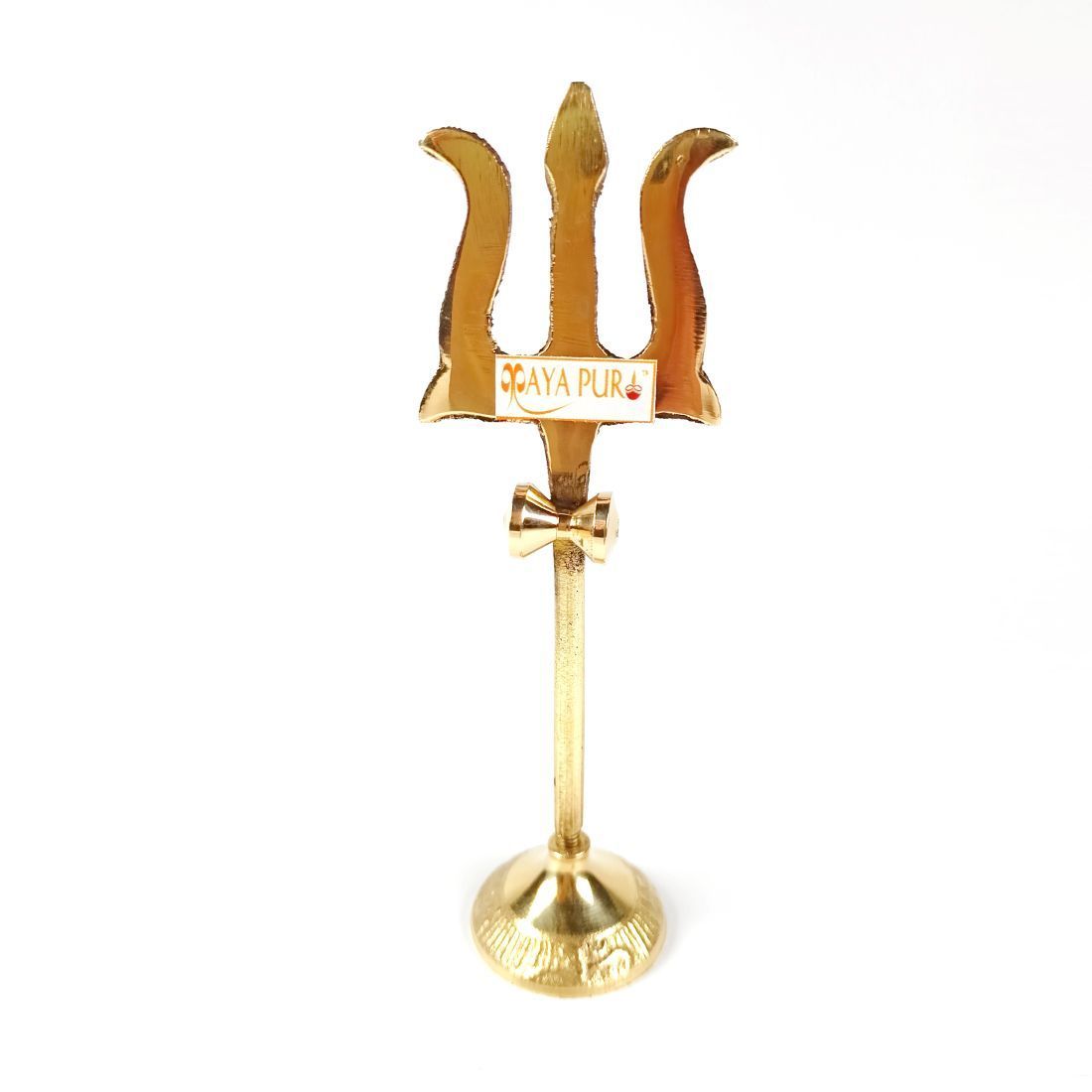 MAYAPURI Shiva's Trishula with Damaru, त्रिशुल for Pooja, Pital Trishul with Stand, 5 inches