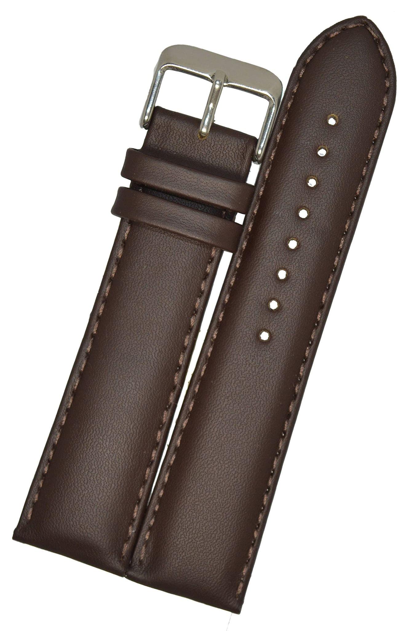 Exelent 22mm Plain Padded Ogive Tip Leather Watch Strap/Watch Band for Men Women Dark Brown