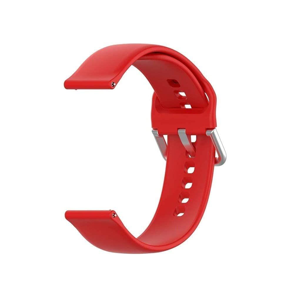 Exelent Silicone 19mm Replacement Band Strap with Metal Buckle Compatible with Smart Watch Red