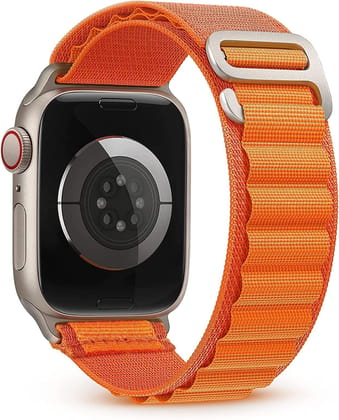 Exelent Alpine Loop Strap 42mm 44mm 45mm 49mm Nylon Woven Loop with Metal G?Hook Sport Strap Compatible for iWatch Band (Orange)