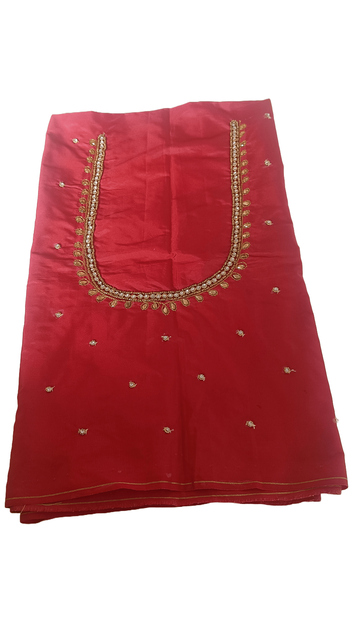  Red Embroidered Blouse With Zari And Stone Work