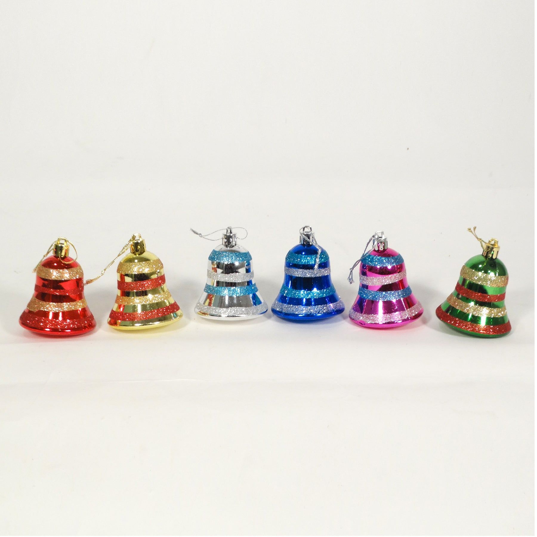 Multicolor Glitter Bells - 5 PC