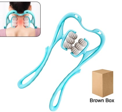 URBAN CREW Neck Massager For Cervical pain Manual, Deep Tissue Handheld Shoulder Massager Tool with 2 Balls Trigger Point Roller Massager for Legs, Waist, Neck, Shoulder Relaxer Back for Women Men (MULTI) (1 PC)