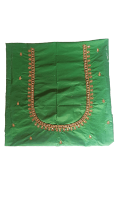  Green blouse with intricate zari and stone embroidery work