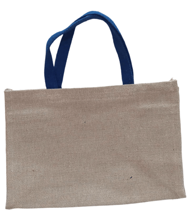  **Jute Tote Bag with Blue Handles**