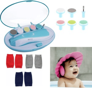 Baby Nail Trimmer with 1 knee pad and 1 shower cap, bath hair & skin care combo  (Multicolor)