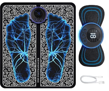 Foot Massager Electric Foot And Body Pain Relief EMS Massage Machine Pad Feet Muscle Stimulator Massager Mat Pad Relax Feet for Home & Office Use Portable Electric Combo offer