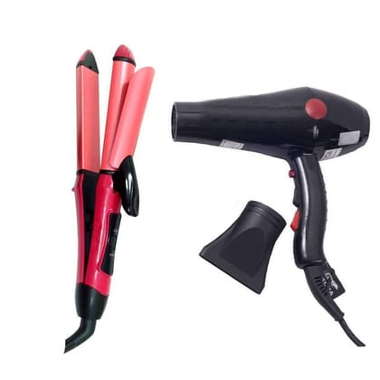 COMBO of  Professional Salon Hair Dryer  Hot and Cold Hair Dryer for MEN AND WOMEN,  2 in 1 Ceramic Plate Hair Straightener With Hair Curler