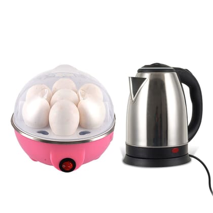 Electric Kettle (Silver) & Egg Boiler Super Combo