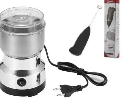 Multi-Functional Coffee Grinder Electric 150W Stainless Steel Grain Grinder, Portable Coffee Bean Seasonings Mill Powder Machine for Home and Office + Wireless Mini Coffee/Milk/Egg Beater Electric Foam Hand Blender Mixer