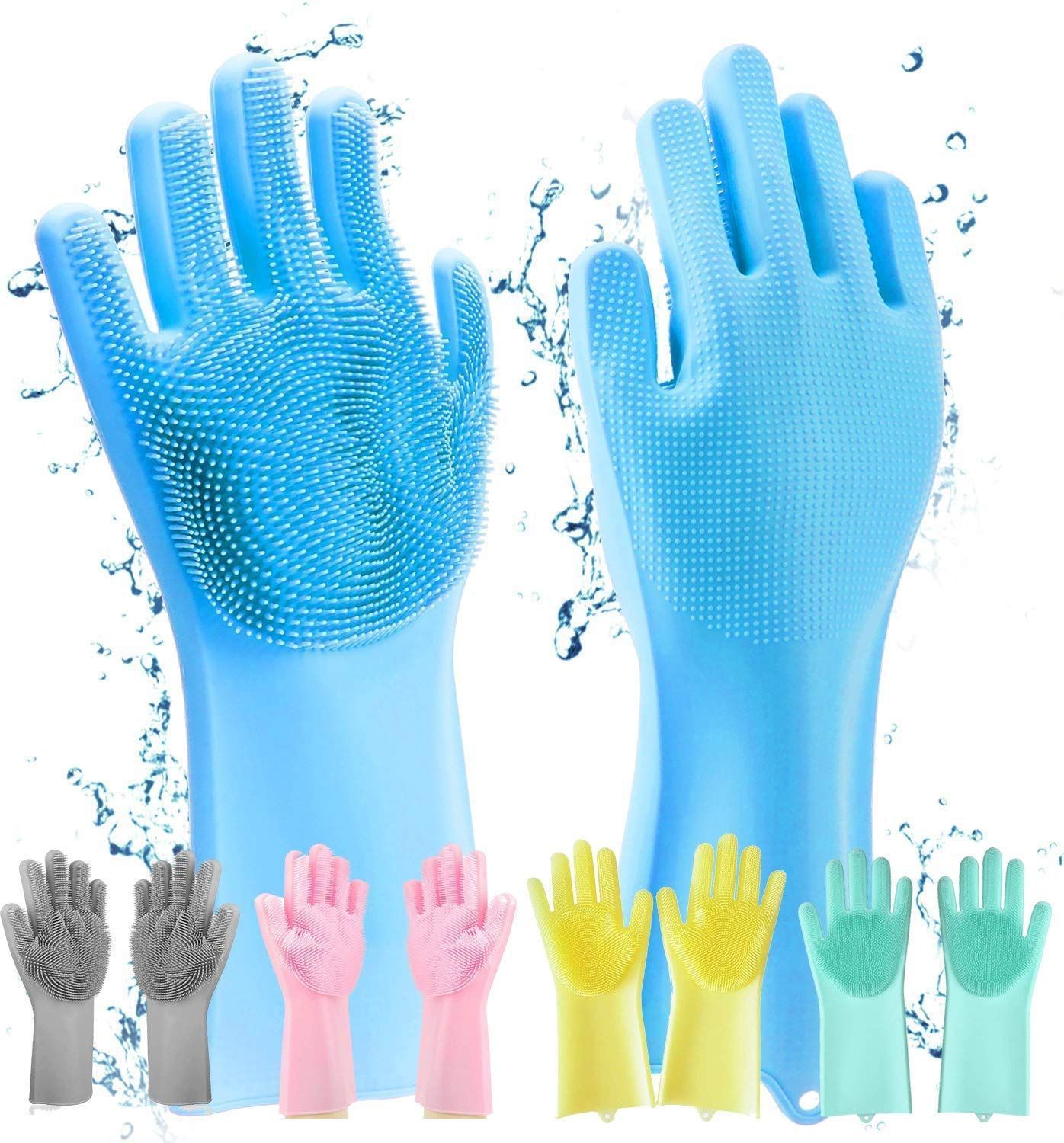 Silicone Gloves Gloves Magic Silicone Dish Washing Gloves Silicon Cleaning Gloves Silicon Hand Gloves for Kitchen Dishwashing and Pet Grooming Great for Washing Dish Car Bathroom