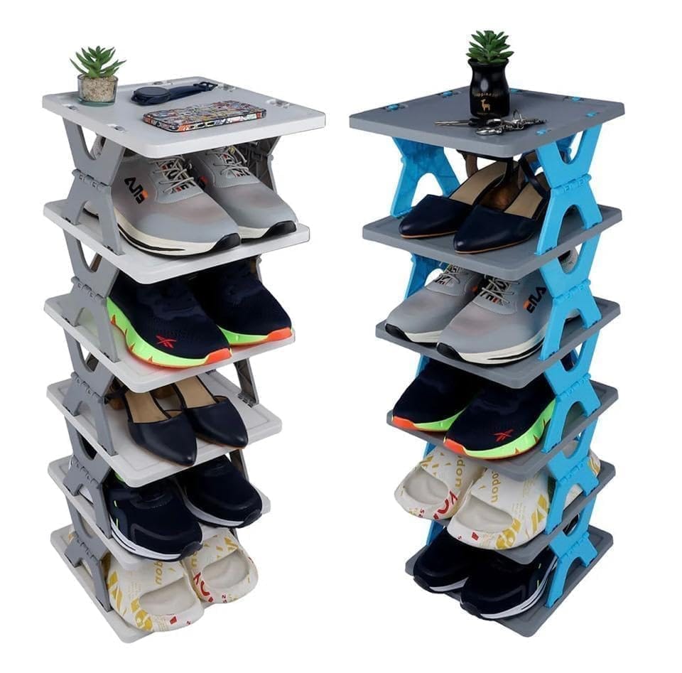 6 LAYER FOLDABLE SHOE RACK Smart Shoe Rack with 6 Layer Shoes Stand Multifunctional Entryway Foldable & Collapsible Door Shoe Rack