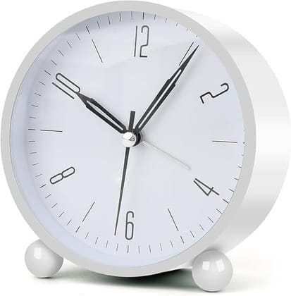 Round Silent Analog Desk Clock WHITE WHITE SILENT CLOCK WHITE CLOCK