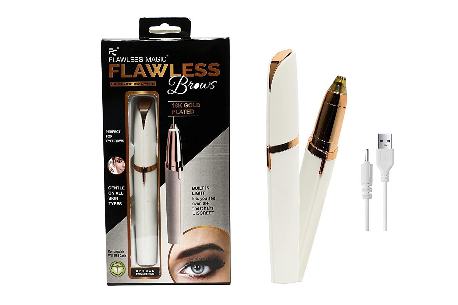 New eyebrow Flawless Women's Portable SafePainless Electric Eyebrow Trimmer Facial Hair Remover