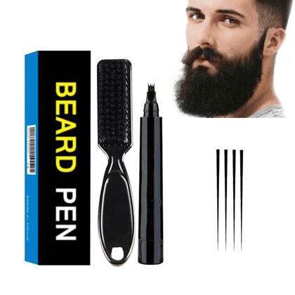 Beard Pencil Filler For Men Barber Styling Pen with Bristle Beard Brush Waterproof