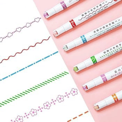 6 Color Curve Highlighter Pen Set