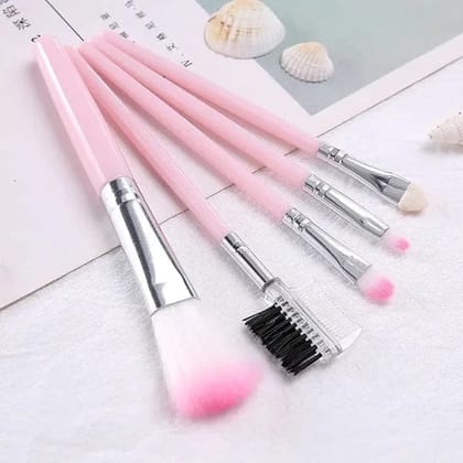 5 Pcs Set Pink Mini Eyeshadow Foundation Eyebrow Lip Makeup Brush