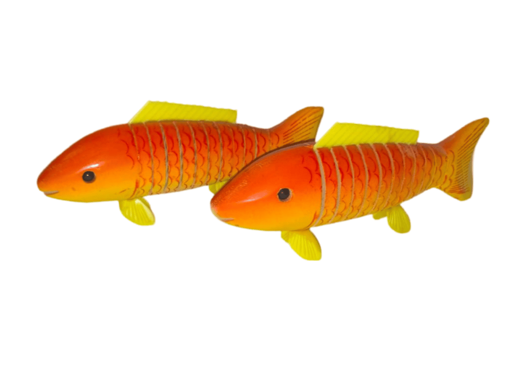 Hand-Crafted Wooden Fish Figurines - Set of 2