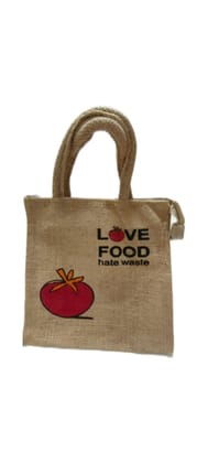  Love Food Hate Waste Small Jute Tote Bag