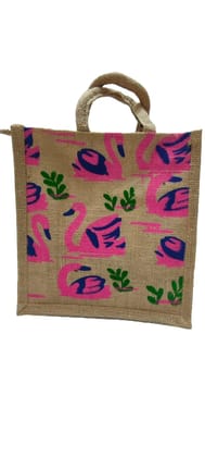 Flamingo Jute Tote Bag